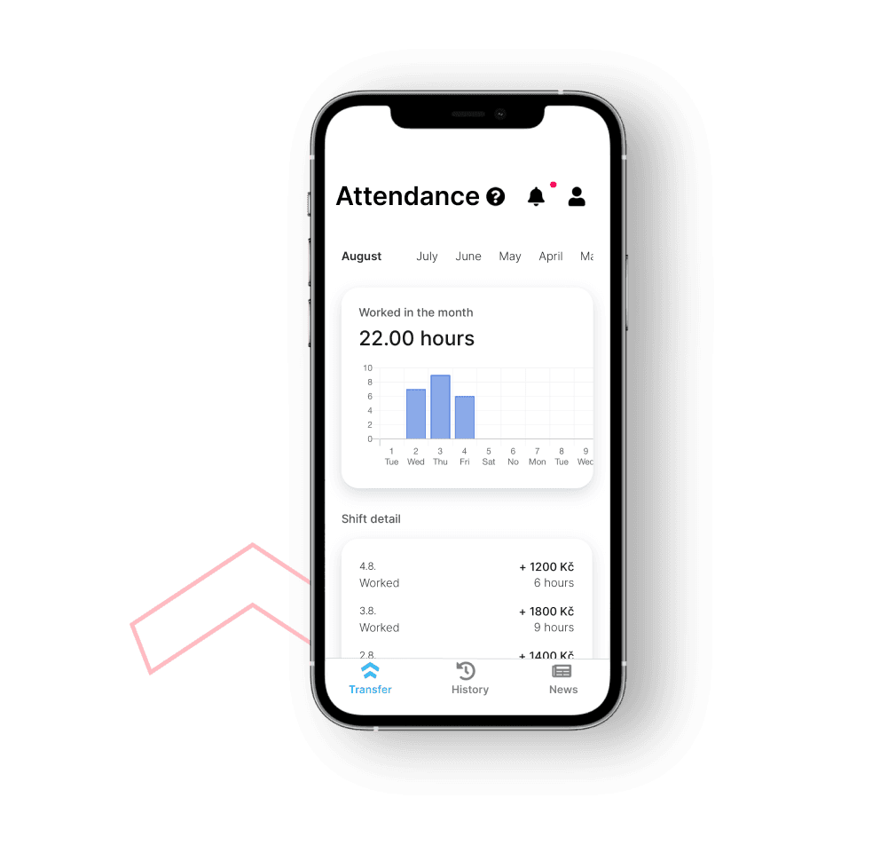 Attendance monitoring in the Advanto app